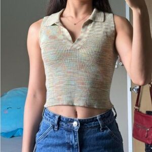 Hazel Moon Chic Multicolor Knit Ribbed‎ Crop Top Size M